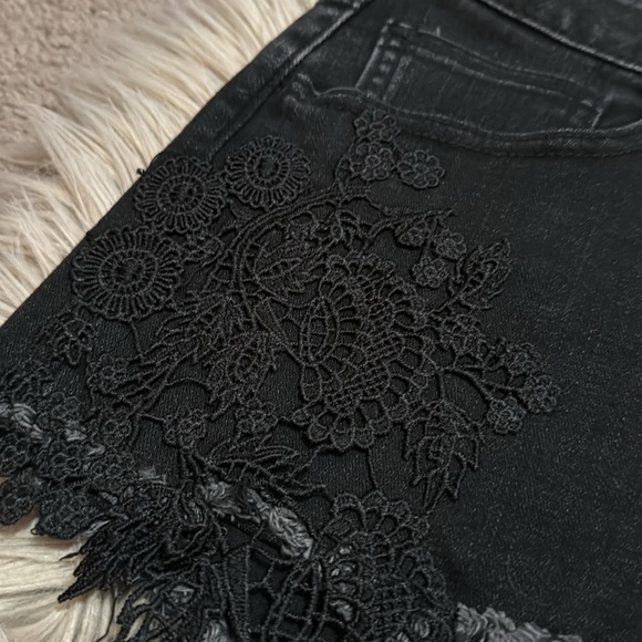 AE Hi Rise Shortie-Super Super Stretch-Black with Lace Embellishment-6-73 Cotton - Picture 3 of 14